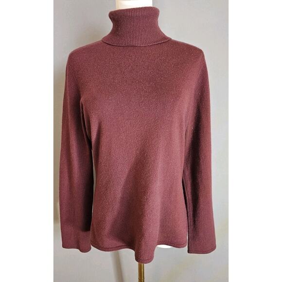 Classiques Entier Sweater 100% Cashmere Turtleneck Burgundy Red Size M Luxury - Picture 1 of 8